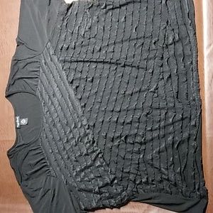 Maggie Barnes Catherines Women's Plus Size 5x 34/36 Black Ruffle Silky Top